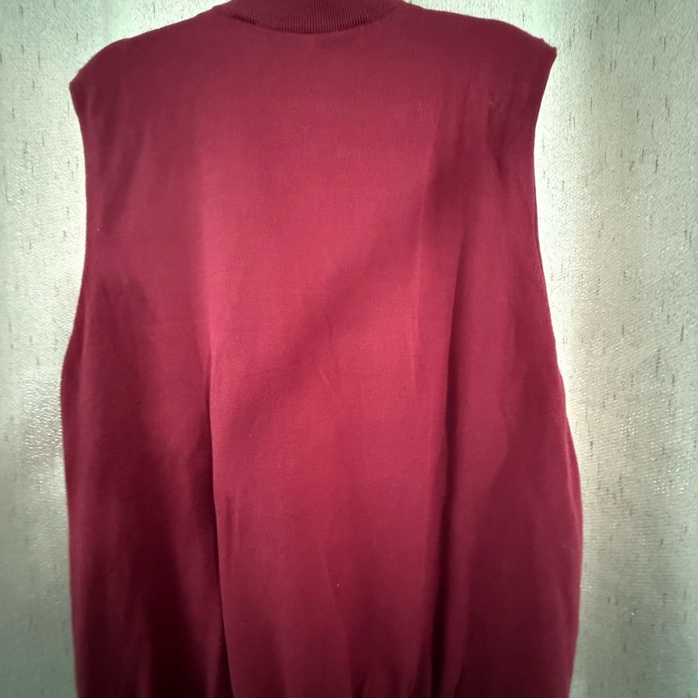 TEHAMA Men's XL Combed Cotton Golf Vest Burgundy Full Zip - Picture 5 of 6